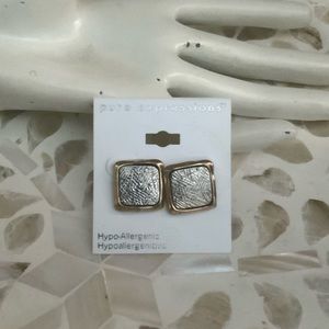 Two Tone Retro Stud Earrings